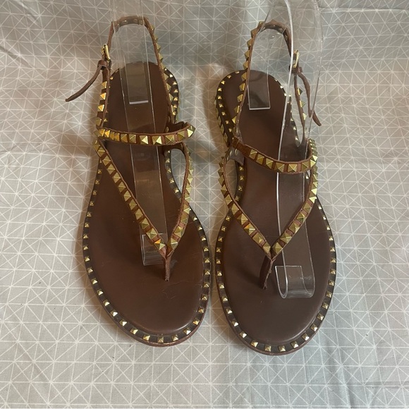 ASH Peps Studded Thong Brown Leather Sandals 40 - Picture 2 of 7